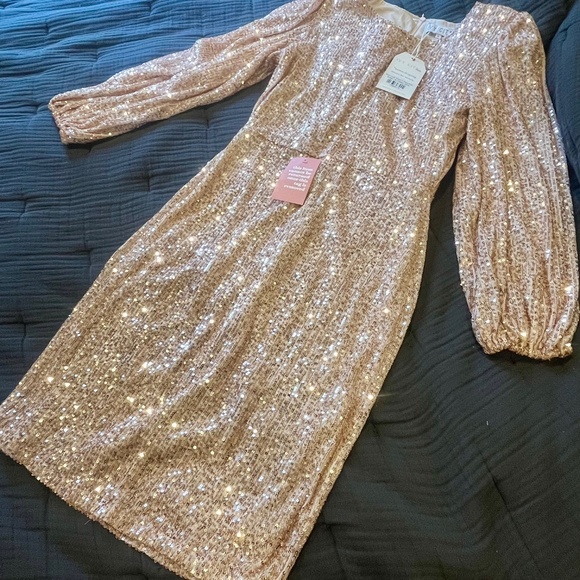 Ivy City Co Dresses & Skirts - Ivy City Co Rose Gold Sequin Long Sleeve Dress